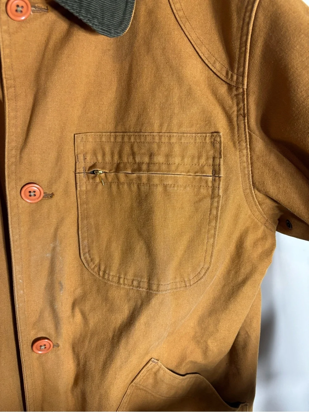 Vintage LL Bean Field Canvas Barn Coat Hunting USA Corduroy